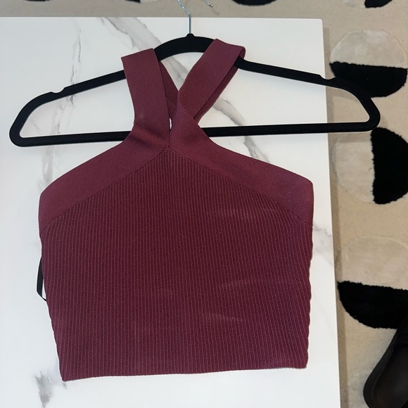 Aritzia, like new, burgundy cross strap top. Babaton size small - Picture 1 of 7